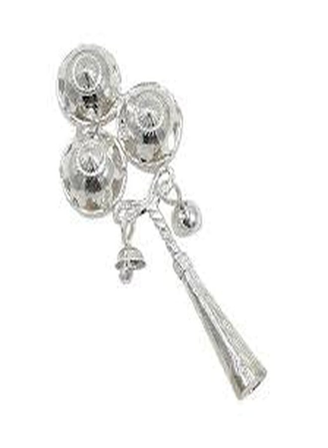Solid Silver/Chandi Jhunjhuna Rattle with Whistle for Babies (Double)
